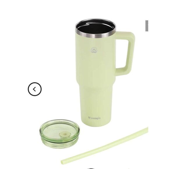 Wavetopia 40 oz power coated lime colored canteen tumbler - Picture 3 of 4